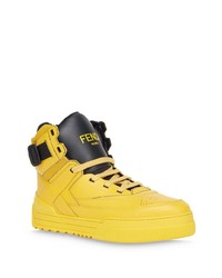 gelbe hohe Sneakers aus Leder von Fendi