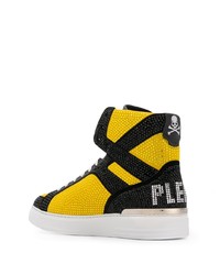 gelbe hohe Sneakers aus Leder von Philipp Plein