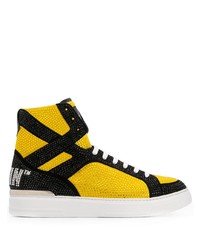 gelbe hohe Sneakers aus Leder von Philipp Plein