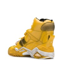 gelbe hohe Sneakers aus Leder von Maison Margiela