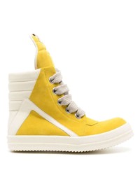 gelbe hohe Sneakers aus Leder von Rick Owens