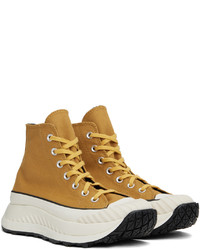 gelbe hohe Sneakers aus Leder von Converse