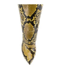 gelbe kniehohe Stiefel aus Leder mit Schlangenmuster von Saint Laurent