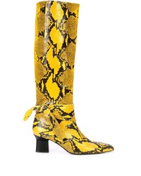 gelbe kniehohe Stiefel aus Leder mit Schlangenmuster von Rosetta Getty