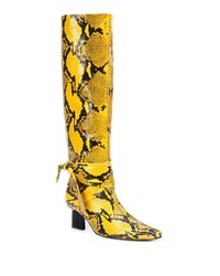 gelbe kniehohe Stiefel aus Leder mit Schlangenmuster von Rosetta Getty
