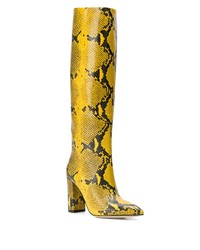 gelbe kniehohe Stiefel aus Leder mit Schlangenmuster von Paris Texas