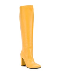 gelbe kniehohe Stiefel aus Leder von Via Roma 15