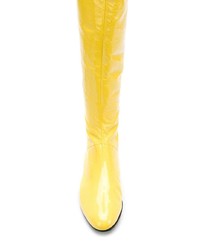 gelbe kniehohe Stiefel aus Leder von Alberta Ferretti