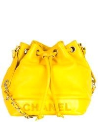 gelbe Leder Beuteltasche von Chanel