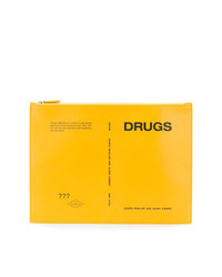 gelbe Leder Clutch Handtasche von Raf Simons