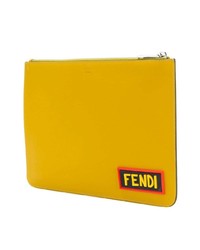 gelbe Leder Clutch Handtasche von Fendi