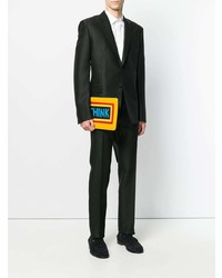 gelbe Leder Clutch Handtasche von Fendi