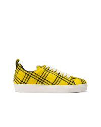 gelbe Leder niedrige Sneakers mit Schottenmuster von MARQUES ALMEIDA