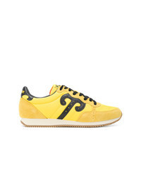 gelbe Leder niedrige Sneakers