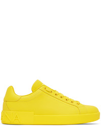gelbe Leder niedrige Sneakers von Dolce & Gabbana