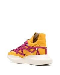 gelbe Leder niedrige Sneakers von Rick Owens