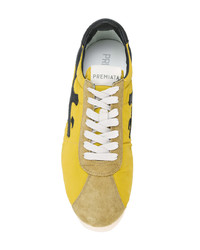 gelbe Leder niedrige Sneakers von Premiata