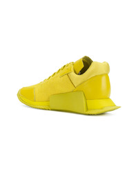 gelbe Leder niedrige Sneakers von Adidas By Rick Owens