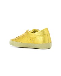 gelbe Leder niedrige Sneakers von Philippe Model