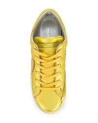 gelbe Leder niedrige Sneakers von Philippe Model