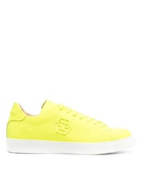 gelbe Leder niedrige Sneakers von Philipp Plein