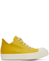 gelbe Leder niedrige Sneakers von Rick Owens