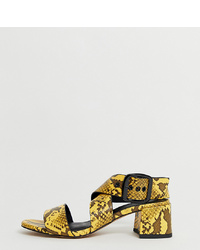 gelbe Leder Sandaletten mit Schlangenmuster von ASOS DESIGN