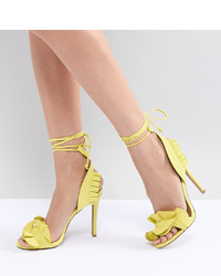 gelbe Leder Sandaletten von Qupid