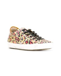 gelbe Pailletten niedrige Sneakers mit Leopardenmuster von Philippe Model