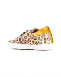 gelbe Pailletten niedrige Sneakers mit Leopardenmuster von Philippe Model