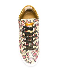 gelbe Pailletten niedrige Sneakers mit Leopardenmuster von Philippe Model