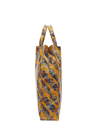 gelbe Shopper Tasche aus Leder mit Blumenmuster von Gucci