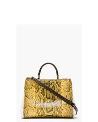gelbe Shopper Tasche aus Leder mit Schlangenmuster