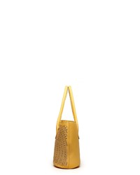 gelbe Shopper Tasche aus Leder von COLLEZIONE ALESSANDRO