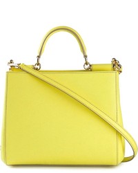 gelbe Shopper Tasche aus Leder von Dolce & Gabbana