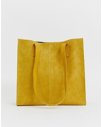 gelbe Shopper Tasche aus Wildleder von ASOS DESIGN