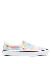 gelbe Slip-On Sneakers mit Karomuster