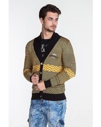 gelbe Strickjacke mit einem Schalkragen von Cipo & Baxx