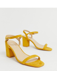 gelbe Wildleder Sandaletten von Glamorous Wide Fit
