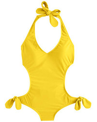gelber Badeanzug mit Ausschnitten