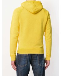 gelber bedruckter Pullover mit einem Kapuze von DSQUARED2