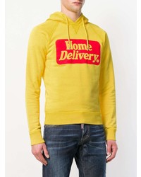 gelber bedruckter Pullover mit einem Kapuze von DSQUARED2