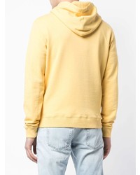 gelber bedruckter Pullover mit einem Kapuze von Saint Laurent