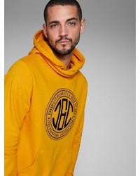 gelber bedruckter Pullover mit einem Kapuze von Jack & Jones