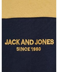 gelber bedruckter Pullover mit einem Kapuze von Jack & Jones