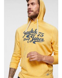 gelber bedruckter Pullover mit einem Kapuze von Jack & Jones