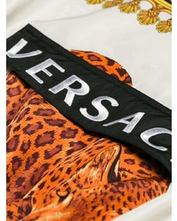 gelber bedruckter Pullover mit einem Kapuze von Versace