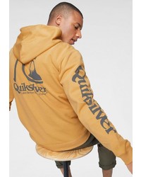 gelber bedruckter Pullover mit einem Kapuze von Quiksilver