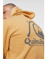 gelber bedruckter Pullover mit einem Kapuze von Quiksilver