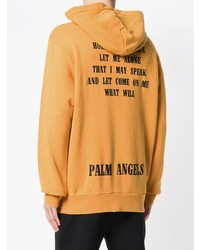 gelber bedruckter Pullover mit einem Kapuze von Palm Angels